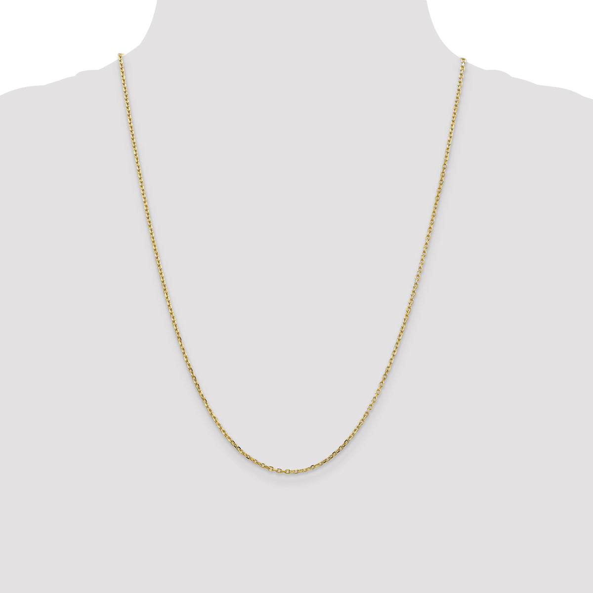 Gold (10K & 14K) Diamond-Cut Round Open Link Cable Chain - 10k Yellow Gold / 24 in / 1.8 mm