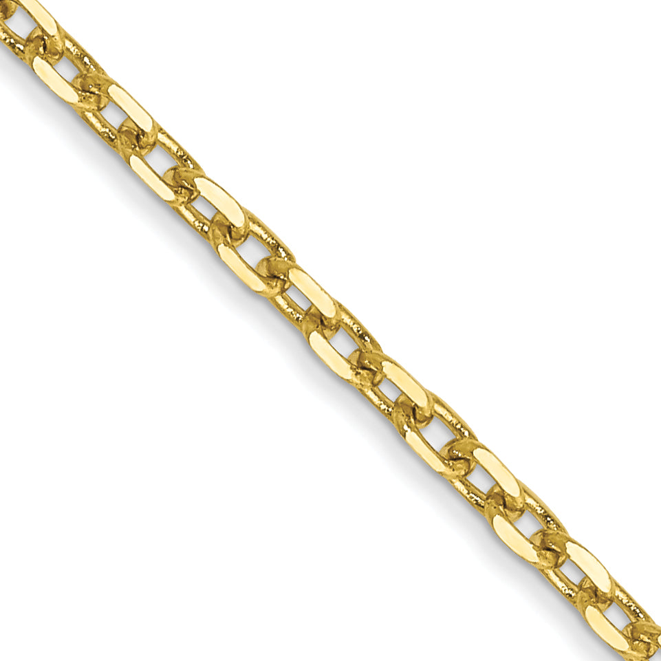 Gold (10K & 14K) Diamond-Cut Round Open Link Cable Chain - 10k Yellow Gold / 16 in / 1.8 mm