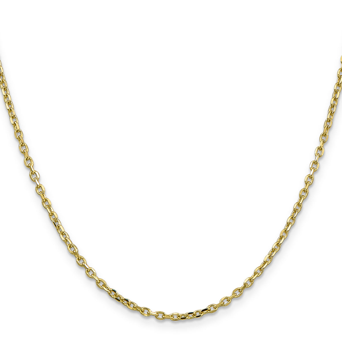 Gold (10K & 14K) Diamond-Cut Round Open Link Cable Chain - 10k Yellow Gold / 16 in / 2.2 mm