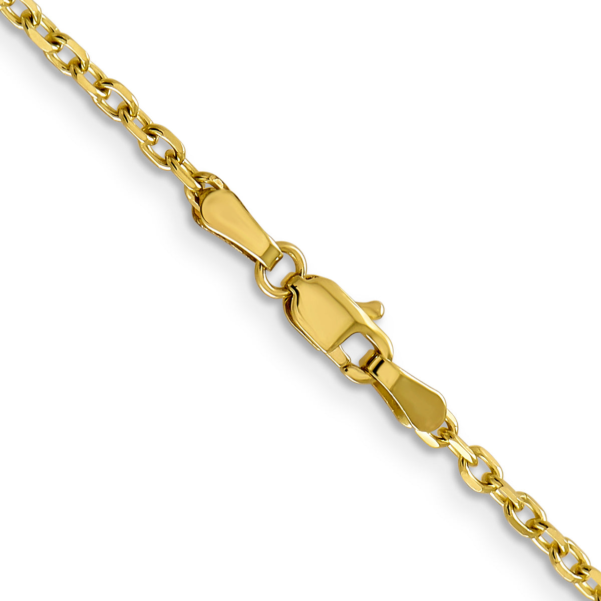 Gold (10K & 14K) Diamond-Cut Round Open Link Cable Chain - 10k Yellow Gold / 16 in / 2.2 mm