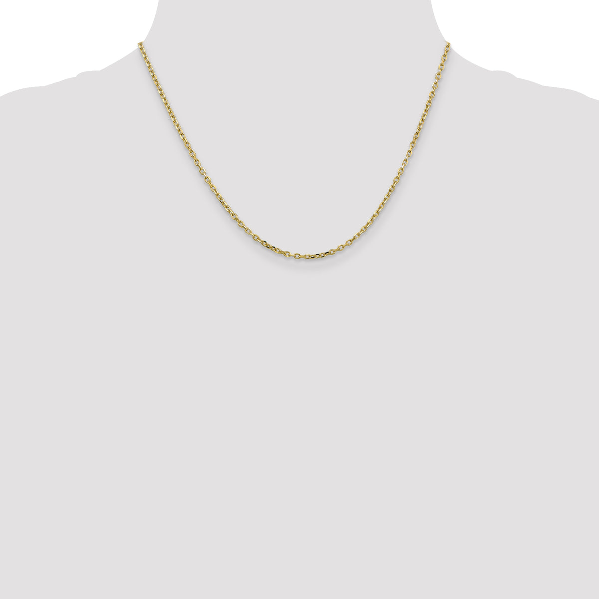Gold (10K & 14K) Diamond-Cut Round Open Link Cable Chain - 10k Yellow Gold / 18 in / 2.2 mm