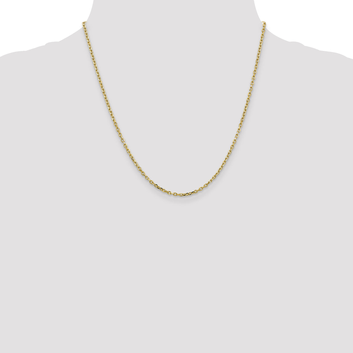 Gold (10K & 14K) Diamond-Cut Round Open Link Cable Chain - 10k Yellow Gold / 20 in / 2.2 mm
