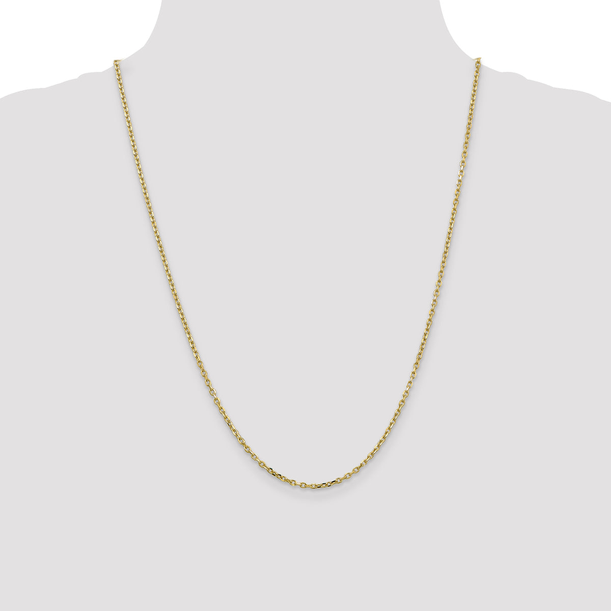 Gold (10K & 14K) Diamond-Cut Round Open Link Cable Chain - 10k Yellow Gold / 24 in / 2.2 mm