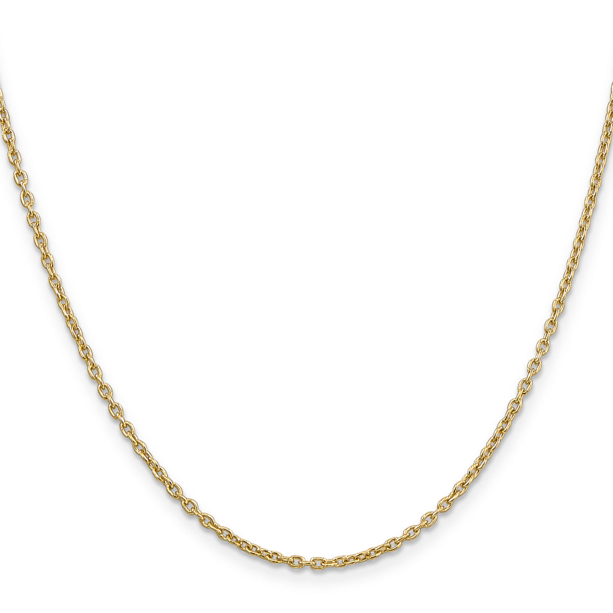 Gold (10K & 14K) Round Open Link Cable Chain - 10k Yellow Gold / 16 in / 2 mm
