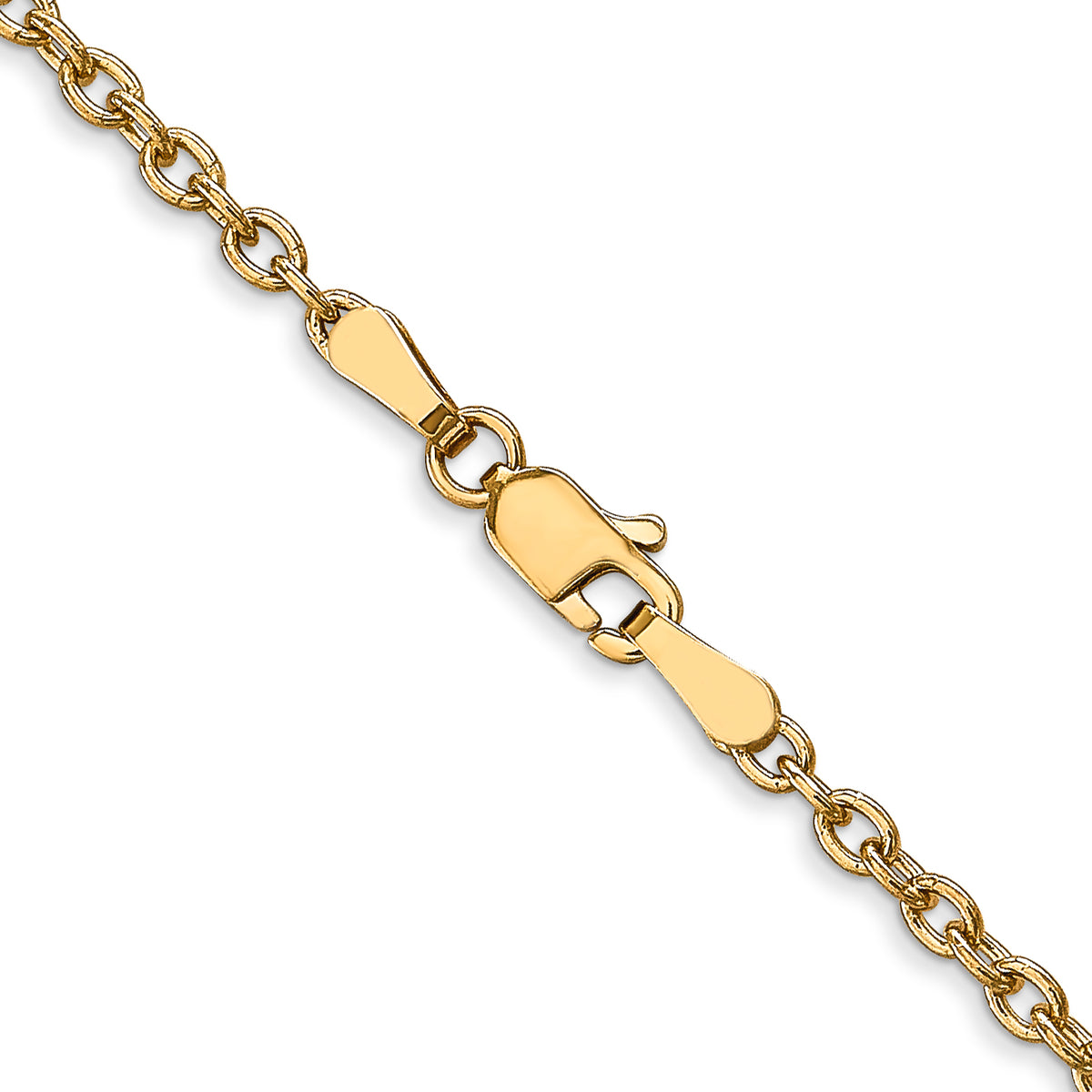 Gold (10K & 14K) Round Open Link Cable Chain - 10k Yellow Gold / 16 in / 2.4 mm
