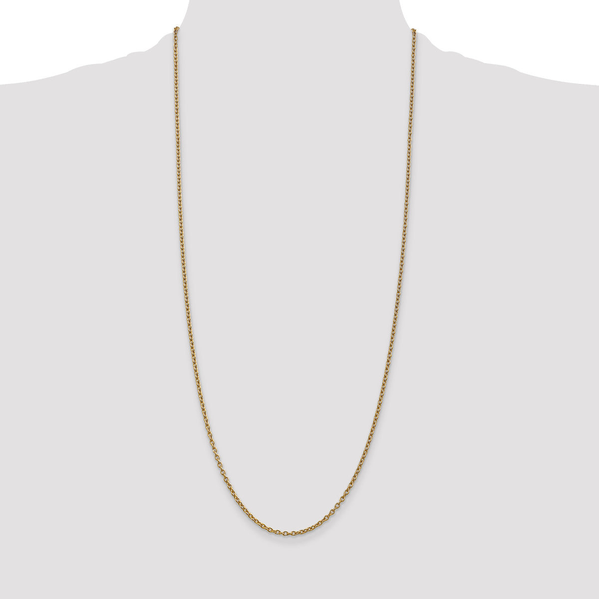 Gold (10K & 14K) Round Open Link Cable Chain - 10k Yellow Gold / 30 in / 2.4 mm