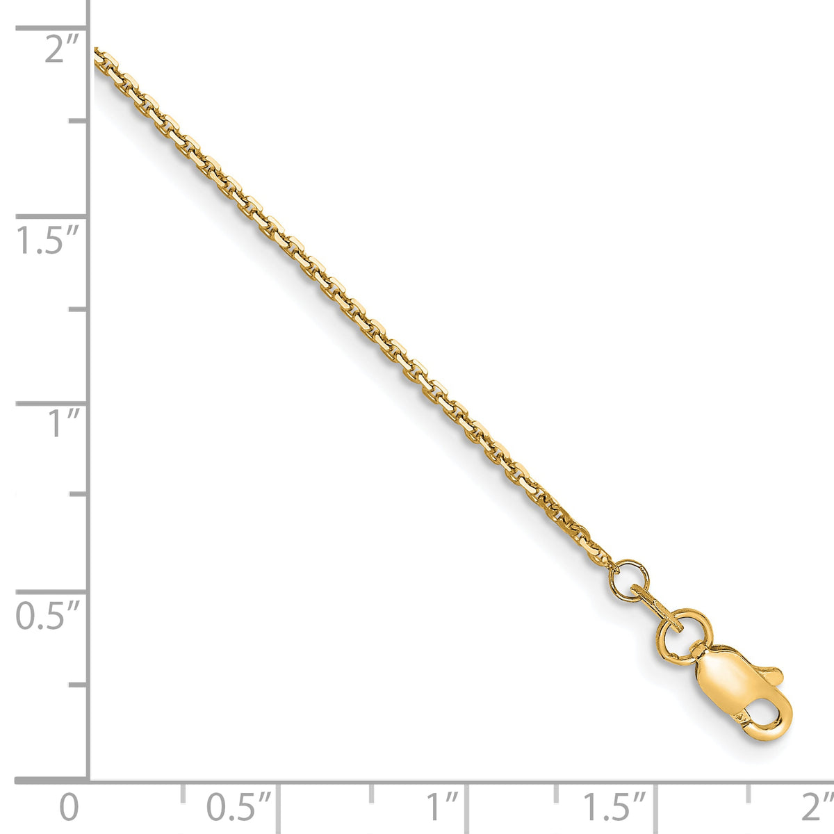Gold (10K & 14K) Diamond-Cut Cable Chain Anklet - 10k Yellow Gold / 9 in / 1.2 mm