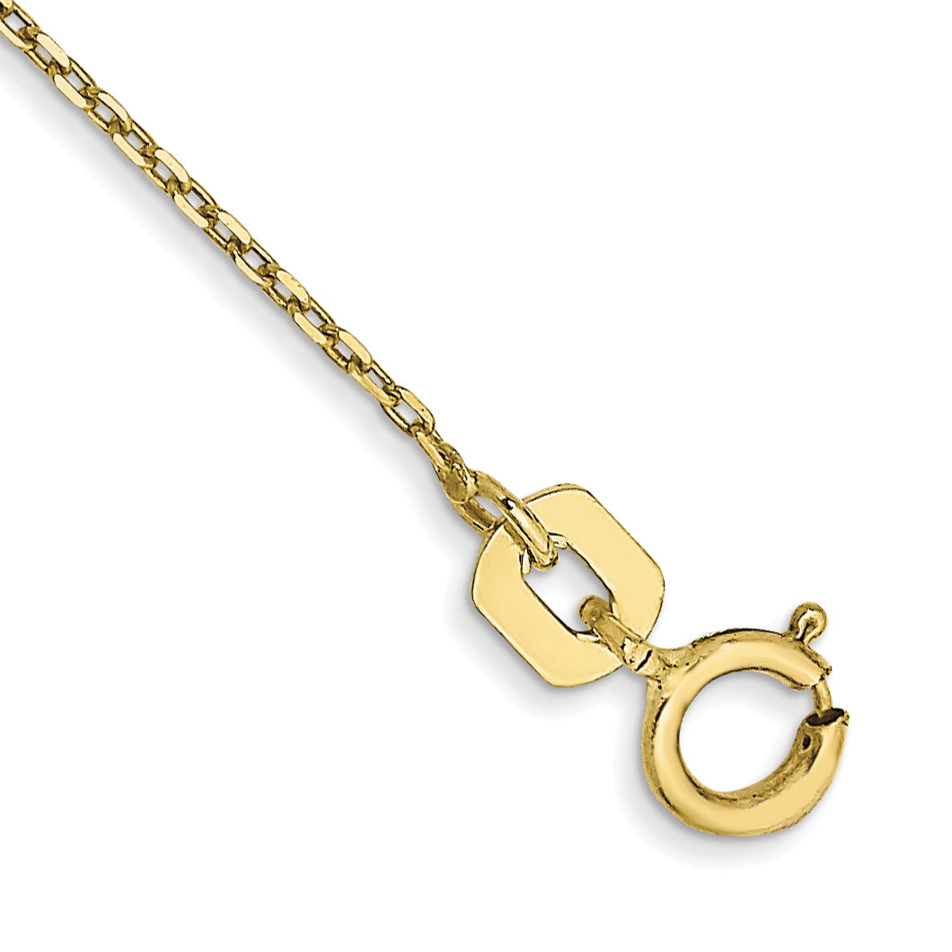 Gold (10K & 14K) Diamond-Cut Cable Chain Anklet - 10k Yellow Gold / 9 in / 0.8 mm