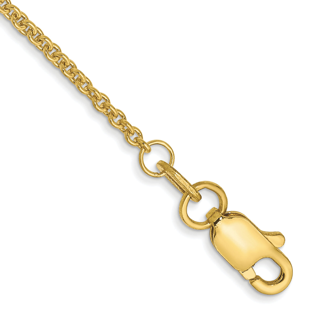 Gold (10K & 14K) Round Open Link Cable Chain Anklet - 10k Yellow Gold / 9 in / 1.4 mm