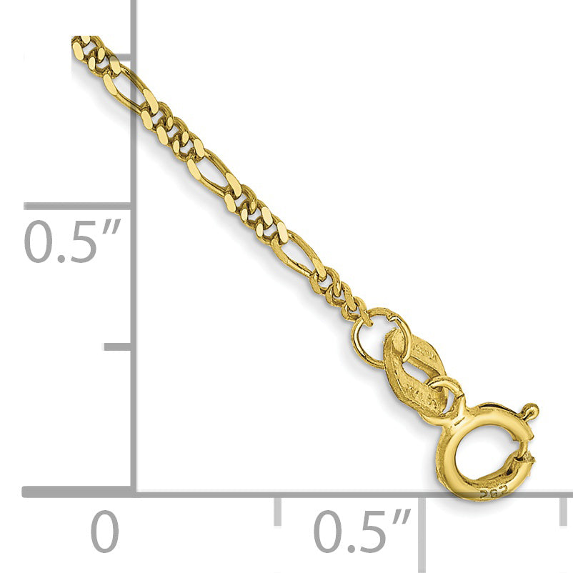 Gold (10K & 14K) Flat Figaro Chain Bracelet - 10k Yellow Gold / 6 in / 1.25 mm