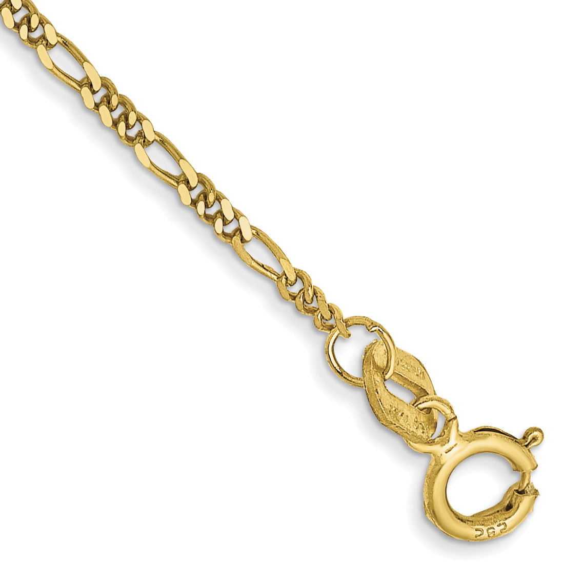 Gold (10K & 14K) Flat Figaro Chain Bracelet - 10k Yellow Gold / 7 in / 1.25 mm