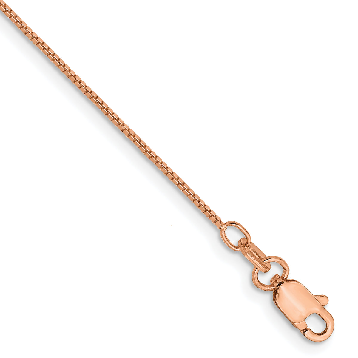 Gold (10K & 14K) Box Chain Anklet - 10k Rose Gold / 10 in / 0.7 mm#10k Rose Gold_10 in_0.7 mm