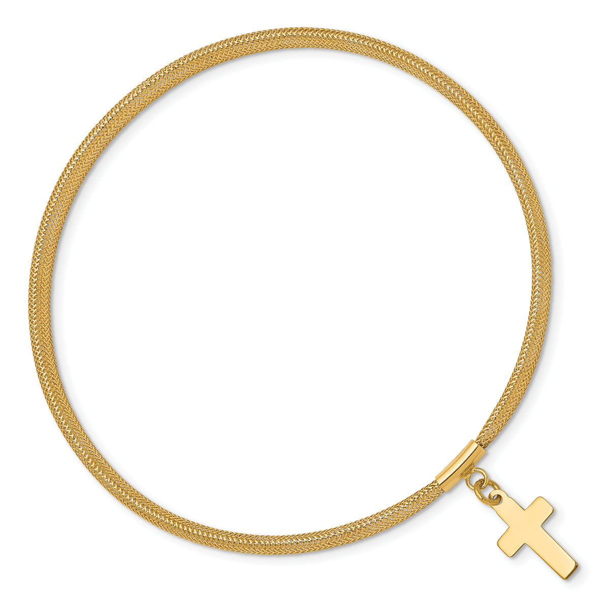 10k Cross Dangle Stretch Mesh Bracelet