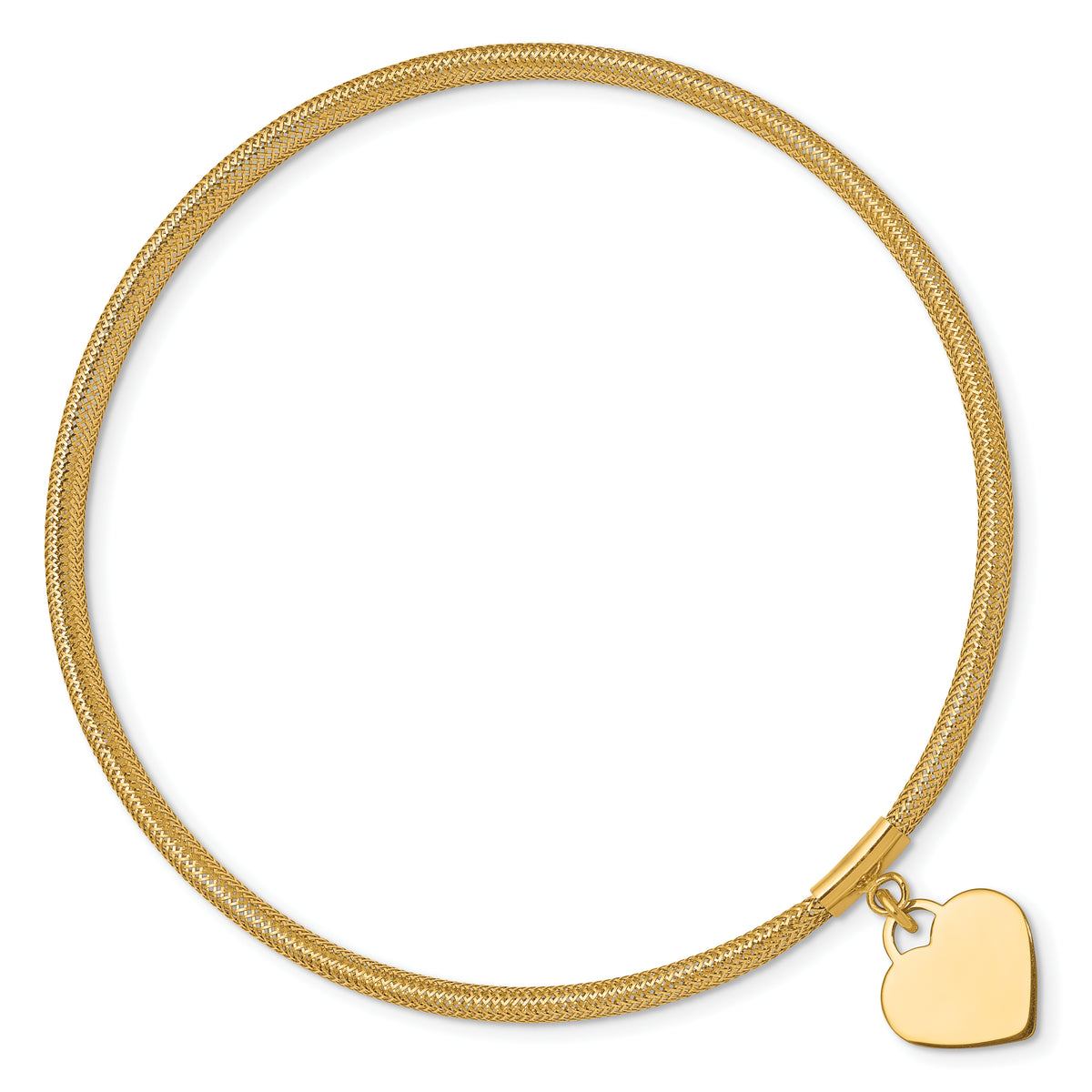 10k Heart Dangle Stretch Mesh Bracelet