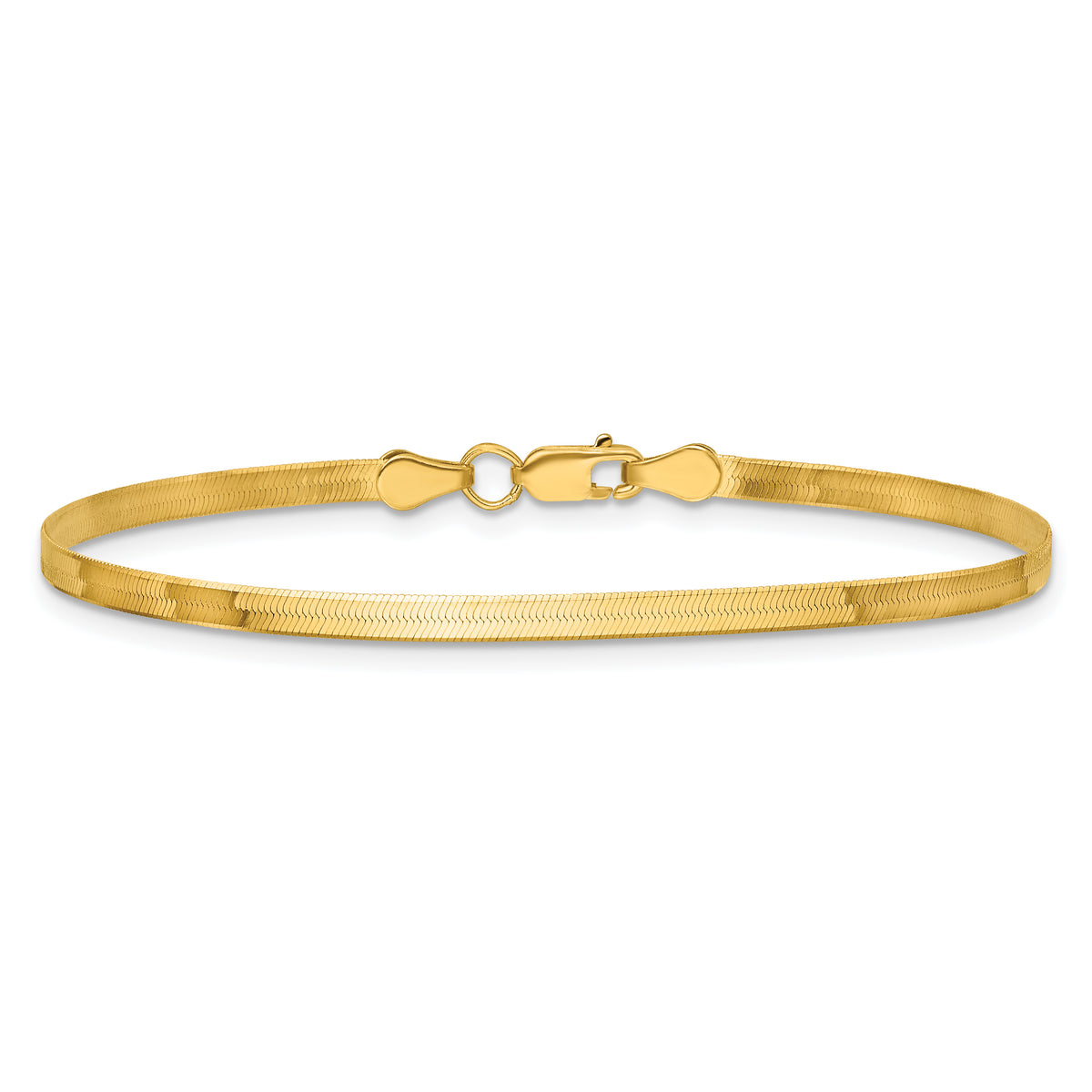 Gold (10K & 14K) Silky Herringbone Chain Bracelet - 10k Yellow Gold / 7 in / 2.5 mm
