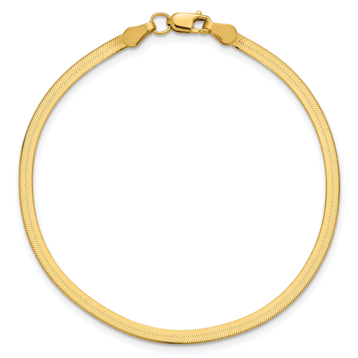 Gold (10K & 14K) Silky Herringbone Chain Bracelet - 10k Yellow Gold / 7 in / 2.5 mm