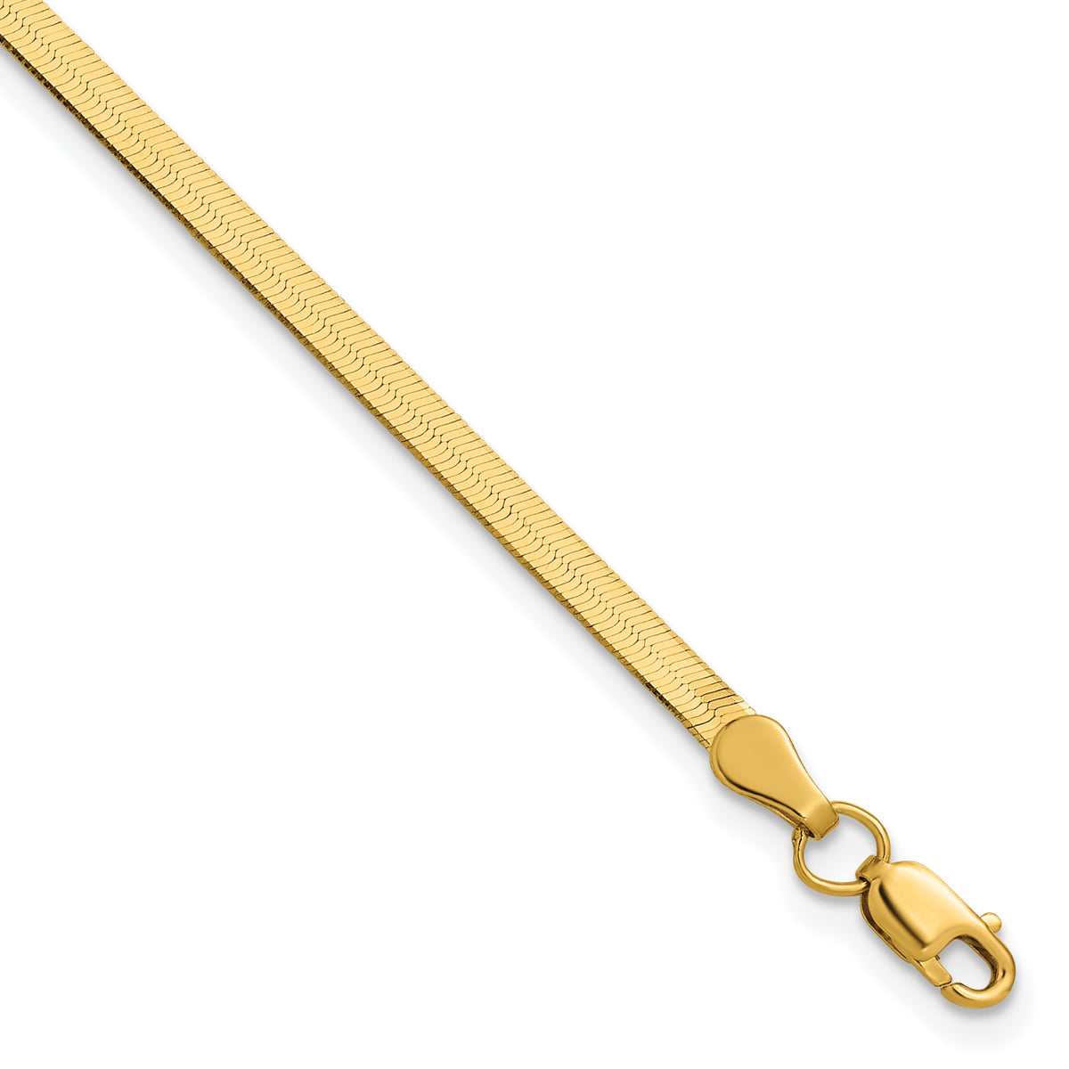 Gold (10K & 14K) Silky Herringbone Chain Bracelet - 10k Yellow Gold / 7 in / 2.5 mm