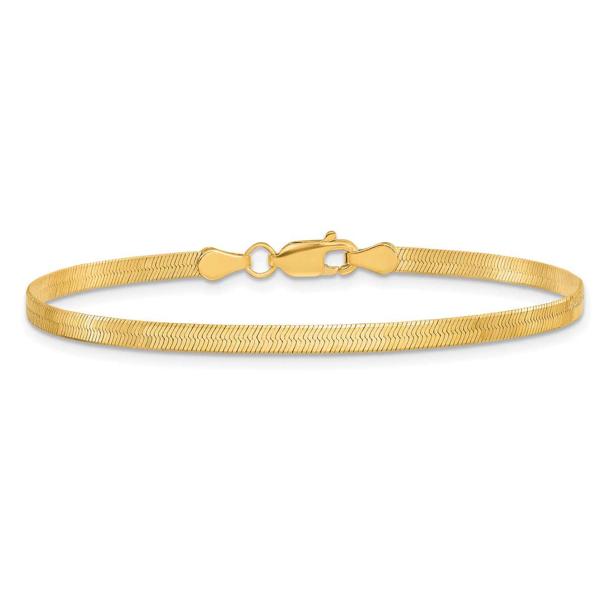Gold (10K & 14K) Silky Herringbone Chain Bracelet - 10k Yellow Gold / 7 in / 3 mm