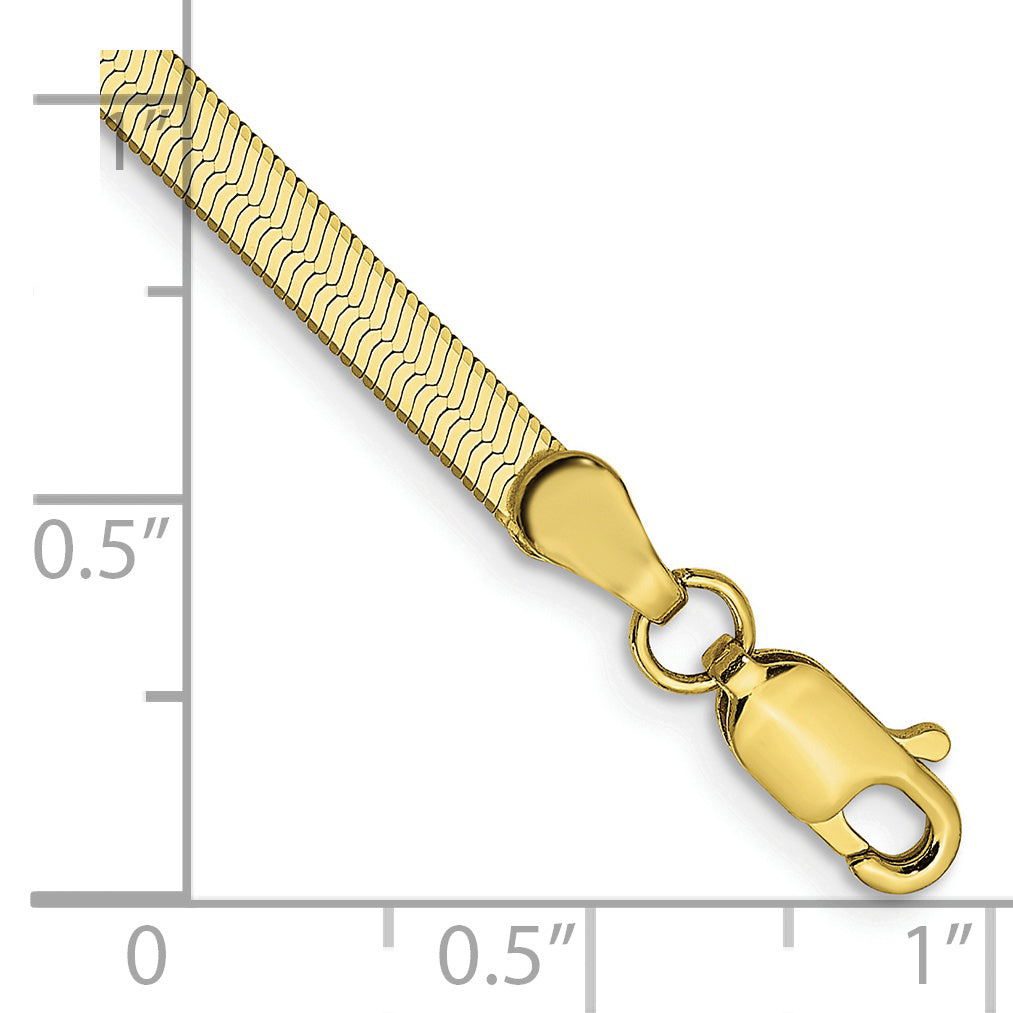 Gold (10K & 14K) Silky Herringbone Chain Bracelet - 10k Yellow Gold / 8 in / 3 mm