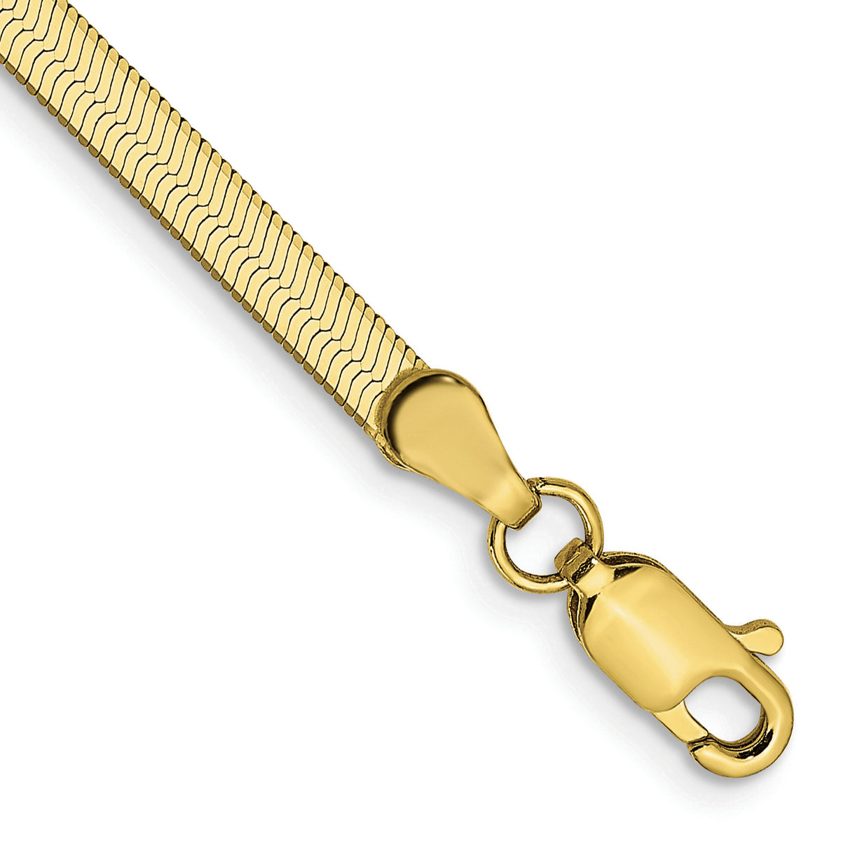 Gold (10K & 14K) Silky Herringbone Chain Bracelet - 10k Yellow Gold / 8 in / 3 mm