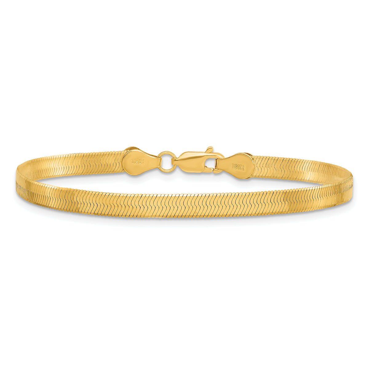 Gold (10K & 14K) Silky Herringbone Chain Bracelet - 10k Yellow Gold / 7 in / 4 mm