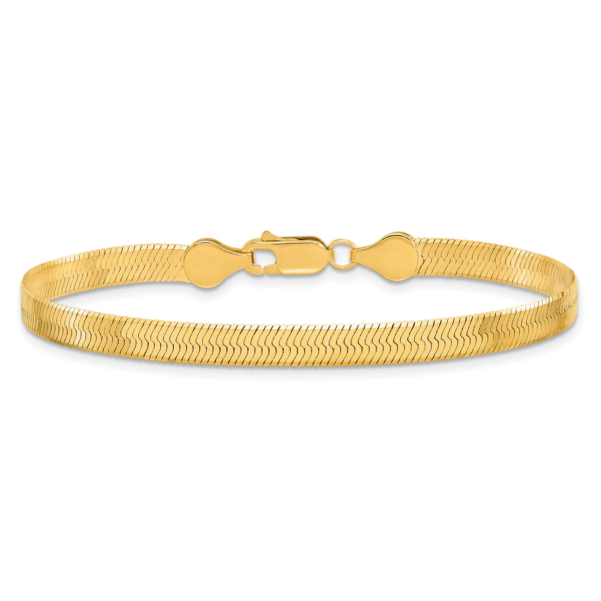Gold (10K & 14K) Silky Herringbone Chain Bracelet - 10k Yellow Gold / 7 in / 5 mm