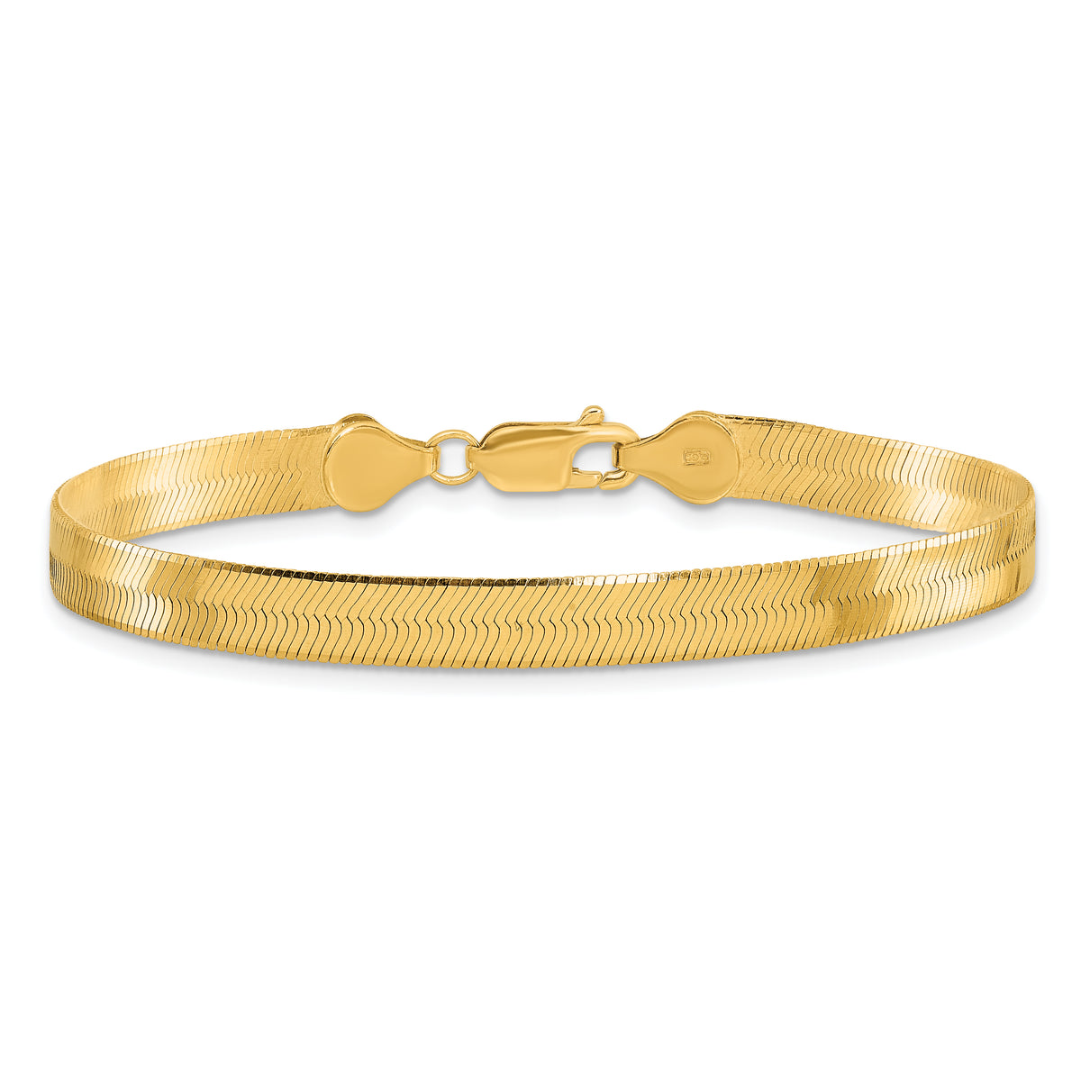 Gold (10K & 14K) Silky Herringbone Chain Bracelet - 10k Yellow Gold / 7 in / 5.5 mm