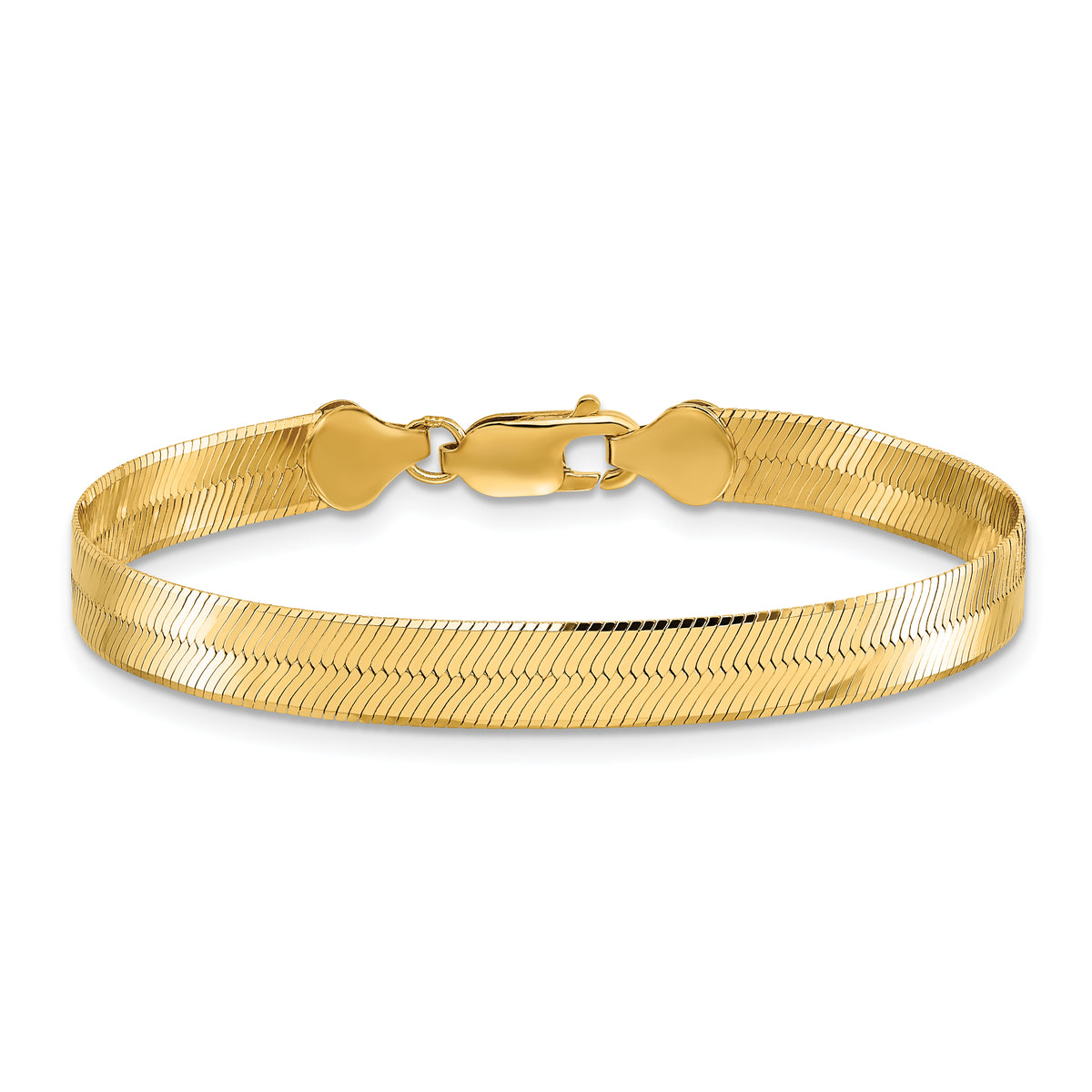 Gold (10K & 14K) Silky Herringbone Chain Bracelet - 10k Yellow Gold / 7 in / 6.5 mm