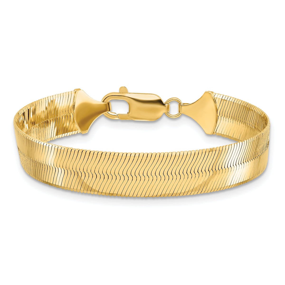 Gold (10K & 14K) Silky Herringbone Chain Bracelet - 10k Yellow Gold / 7 in / 10 mm