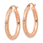 Gold Diamond-cut Classic Hoop Earrings - 10k Rose Gold / 3 mm / 25 mm