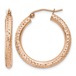 Gold Diamond-cut Classic Hoop Earrings - 10k Rose Gold / 3 mm / 25 mm