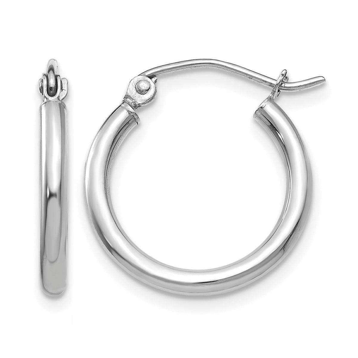 Gold Lightweight Classic Hoop Earrings - 10k White Gold / 2 mm / 17 mm