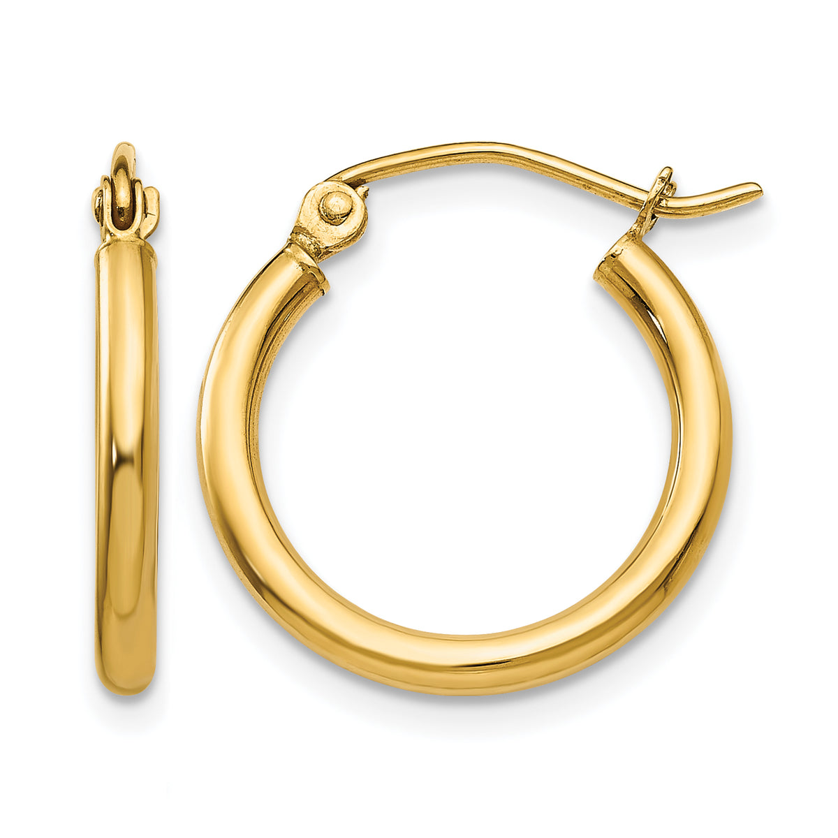 Gold Lightweight Classic Hoop Earrings - 10k Yellow Gold / 2 mm / 17 mm