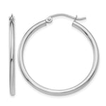Gold Lightweight Classic Hoop Earrings - 10k White Gold / 2 mm / 30 mm