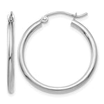 Gold Lightweight Classic Hoop Earrings - 10k White Gold / 2 mm / 25 mm