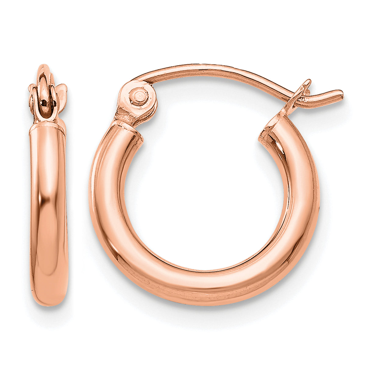 Gold Lightweight Classic Hoop Earrings - 10k Rose Gold / 2 mm / 13 mm#10k Rose Gold_2 mm_13 mm