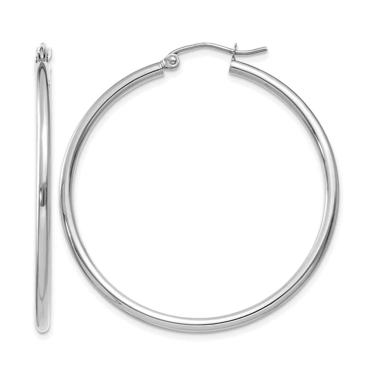 Gold Lightweight Classic Hoop Earrings - 10k White Gold / 2 mm / 40 mm