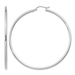 Gold Lightweight Classic Hoop Earrings - 10k White Gold / 2 mm / 60 mm