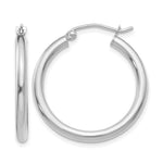Gold Lightweight Classic Hoop Earrings - 10k White Gold / 2.5 mm / 25 mm