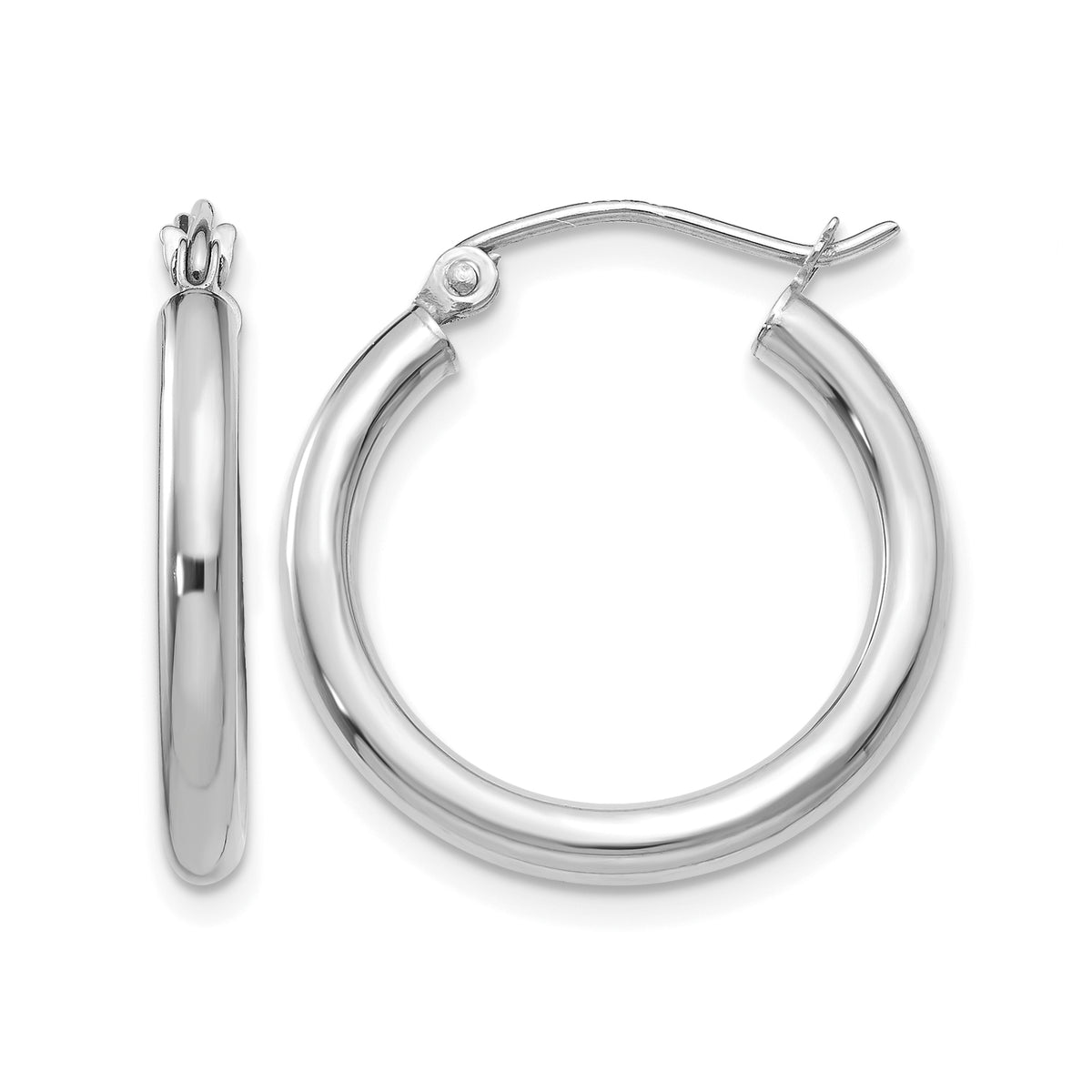 Gold Lightweight Classic Hoop Earrings - 10k White Gold / 2.5 mm / 20 mm