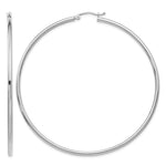 Gold Lightweight Classic Hoop Earrings - 10k White Gold / 2.5 mm / 65 mm