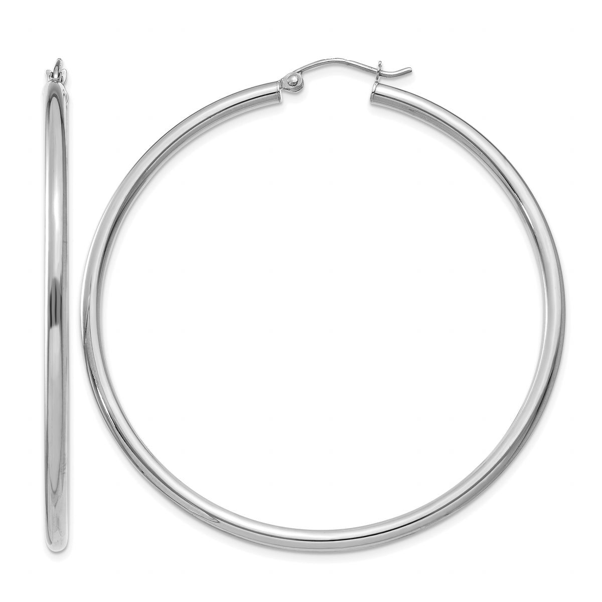 Gold Lightweight Classic Hoop Earrings - 10k White Gold / 2.5 mm / 55 mm