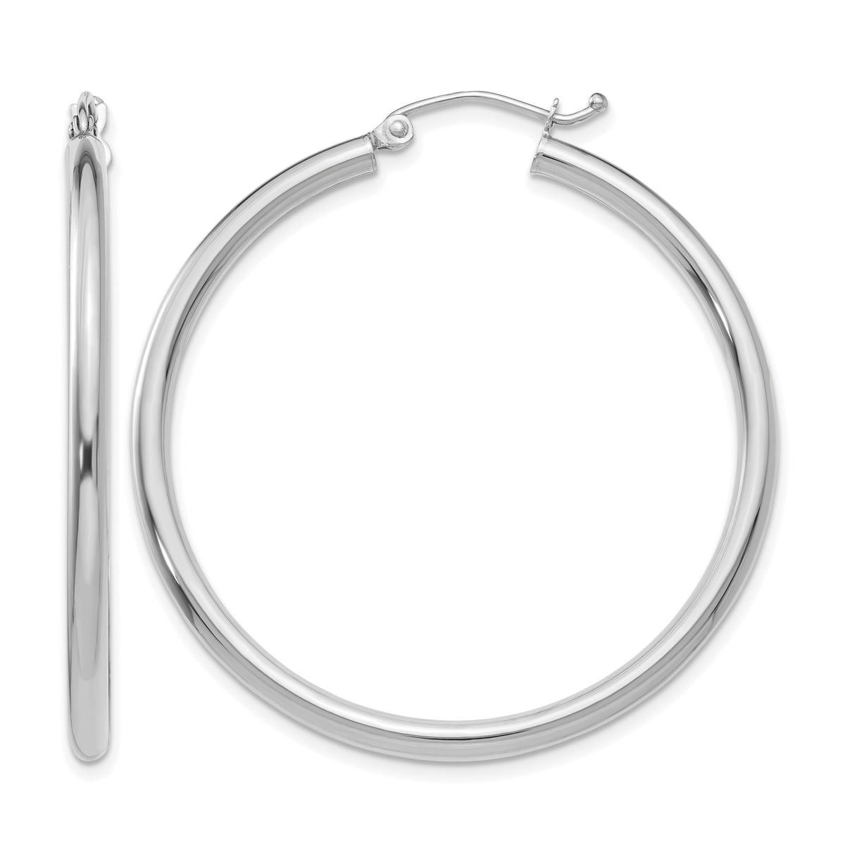 Gold Lightweight Classic Hoop Earrings - 10k White Gold / 2.5 mm / 40 mm