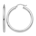 Gold Lightweight Classic Hoop Earrings - 10k White Gold / 3 mm / 35 mm, 35x3mm