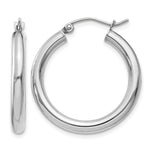 Gold Lightweight Classic Hoop Earrings - 10k White Gold / 3 mm / 25 mm