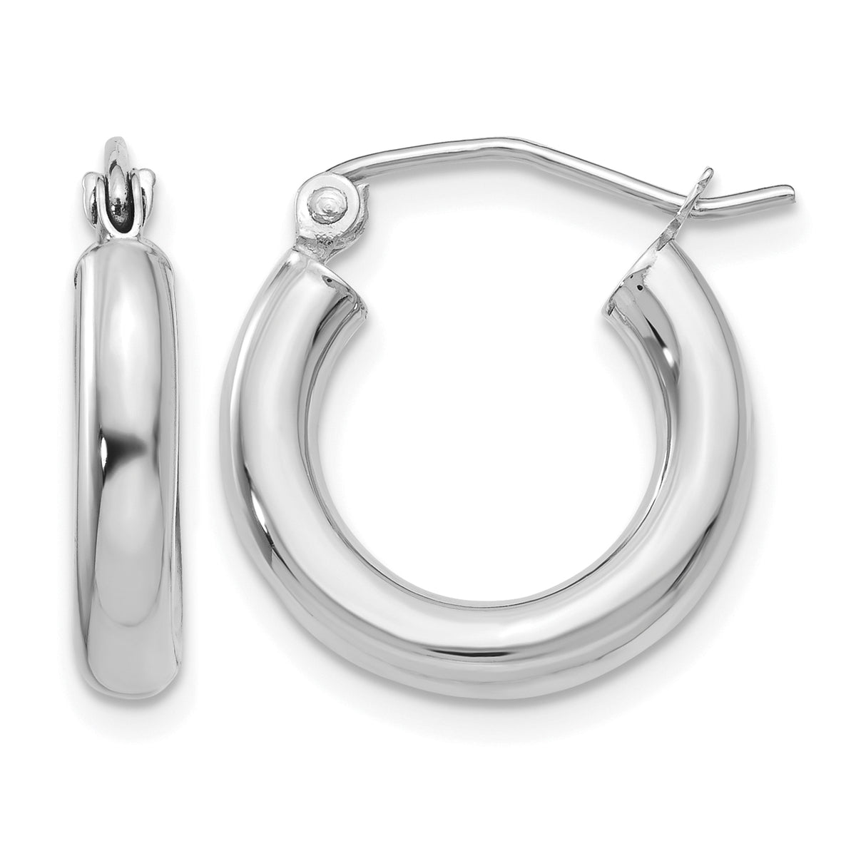 Gold Lightweight Classic Hoop Earrings - 10k White Gold / 3 mm / 16 mm