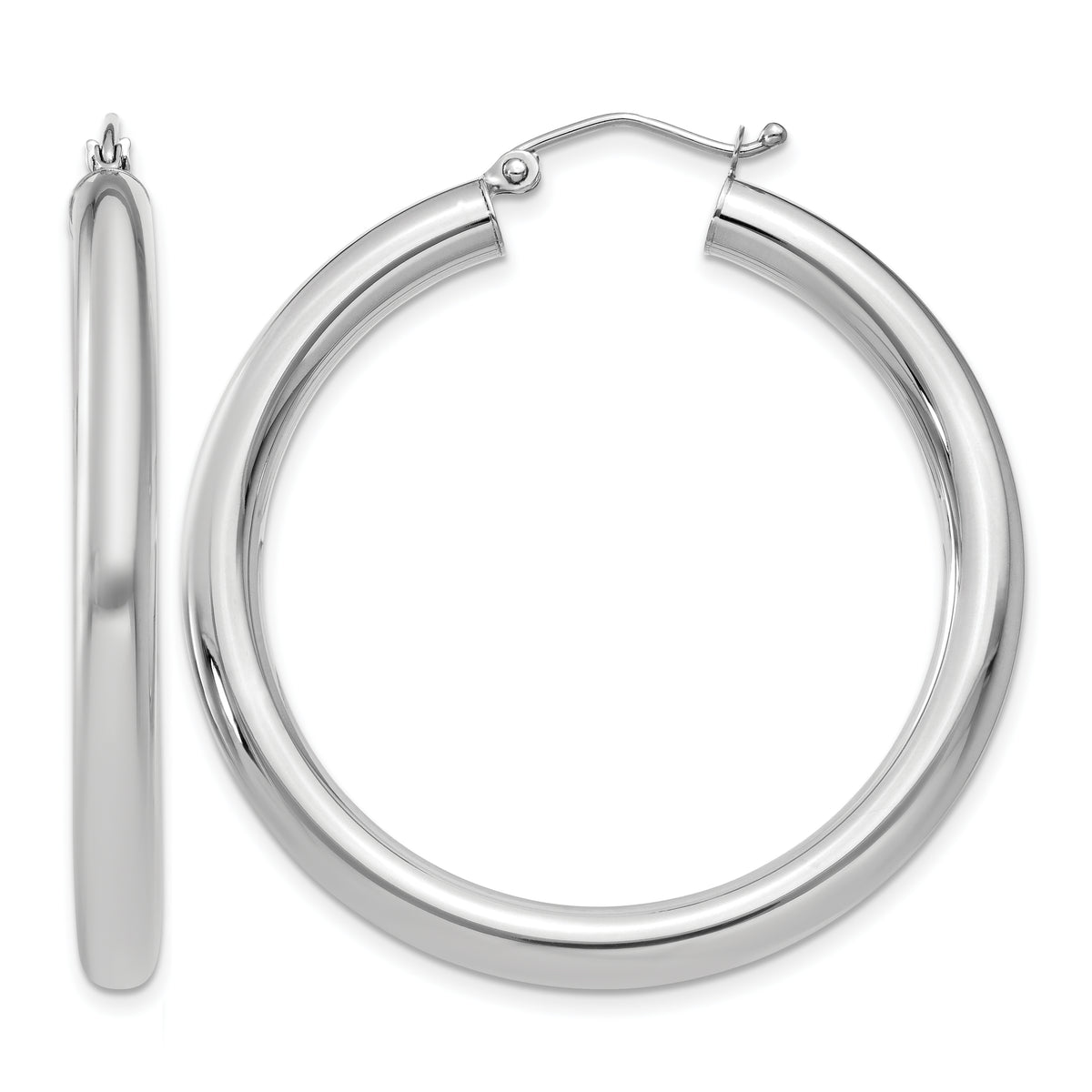 Gold Lightweight Classic Hoop Earrings - 10k White Gold / 4 mm / 40 mm
