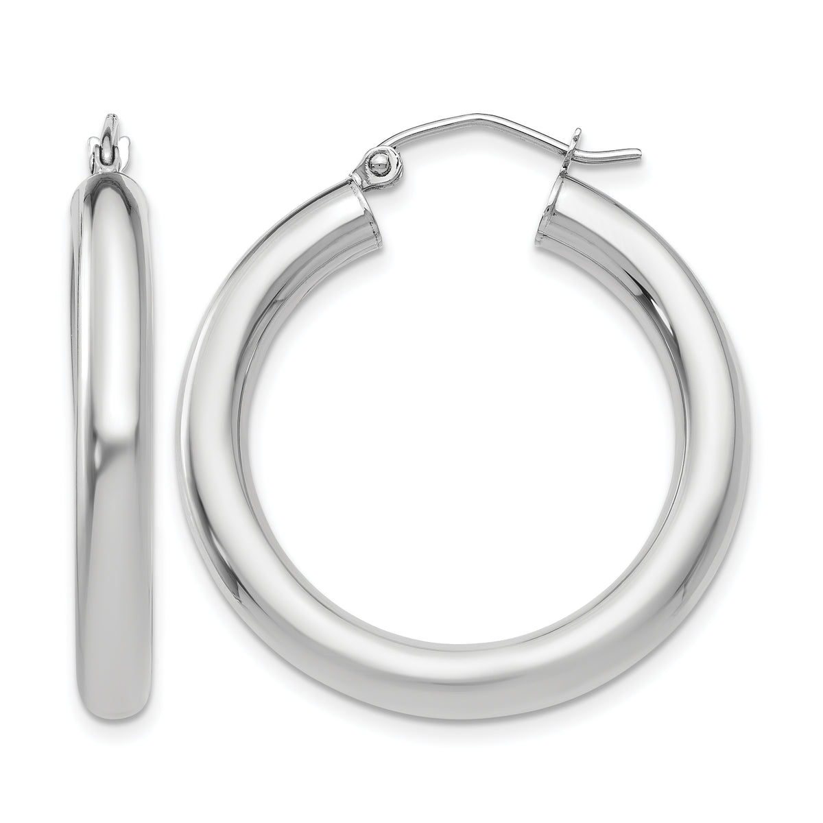 Gold Lightweight Classic Hoop Earrings - 10k White Gold / 4 mm / 30 mm
