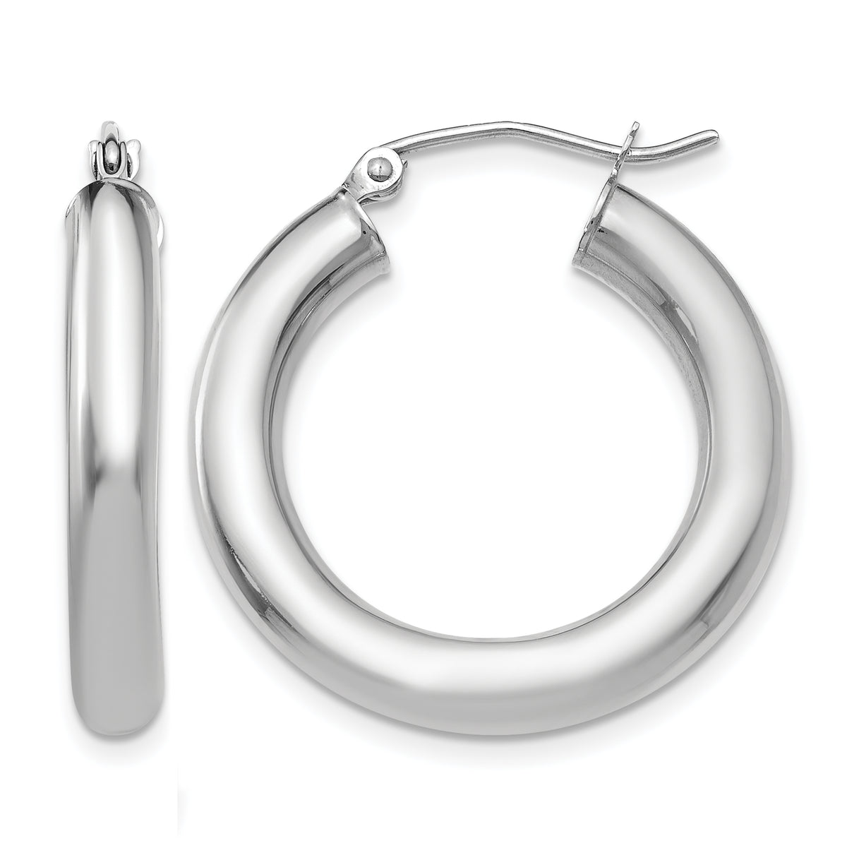 Gold Lightweight Classic Hoop Earrings - 10k White Gold / 4 mm / 25 mm