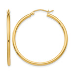 Gold Lightweight Classic Hoop Earrings - 10k Yellow Gold / 2 mm / 35 mm, 35x2mm
